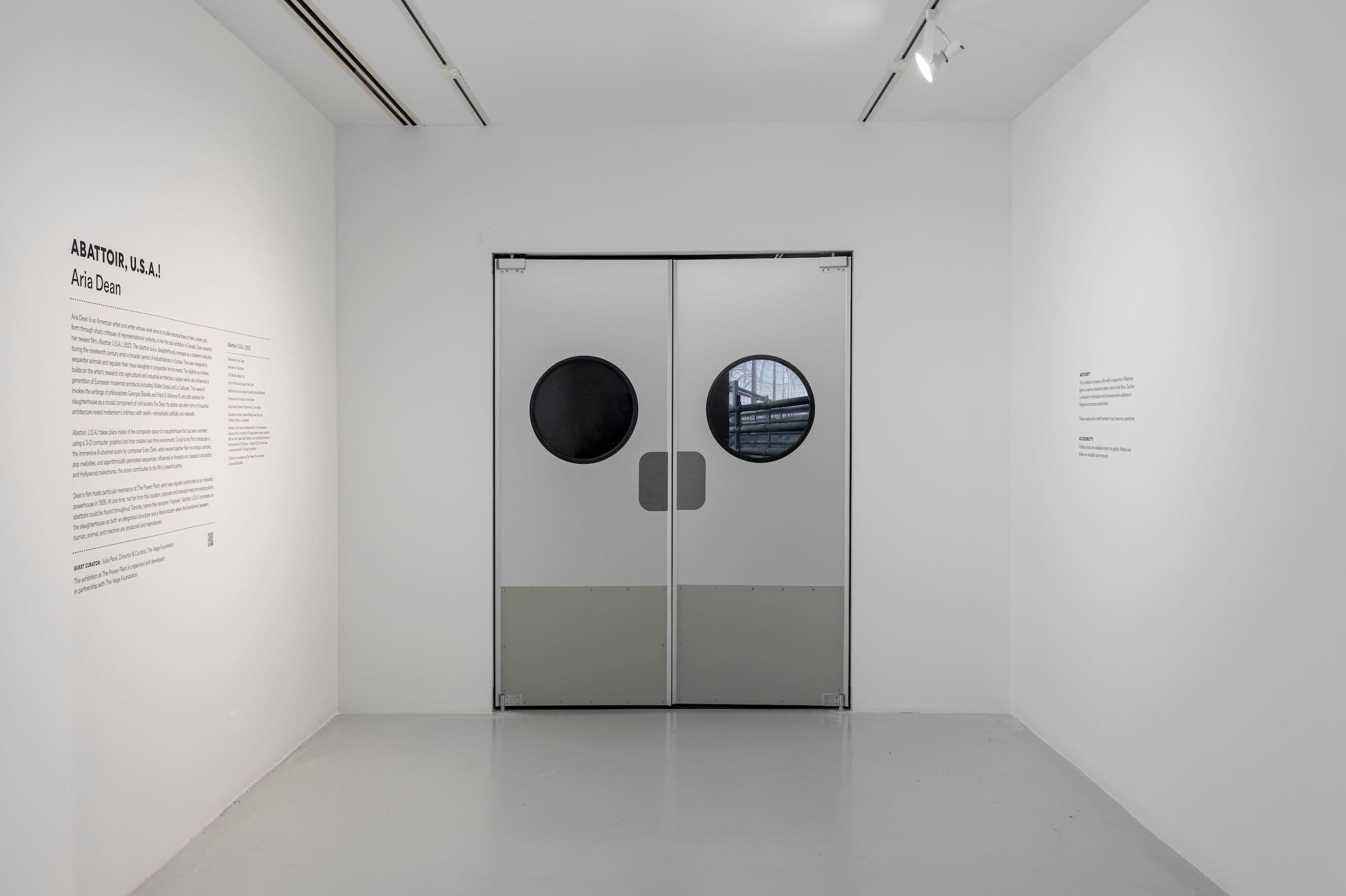 Aria Dean, Abattoir, U.S.A.!, 2023. Installation view: Abattoir, U.S.A.!, The Power Plant Contemporary Art Gallery, Toronto, 2023. Photo: Toni Hafkenscheid.