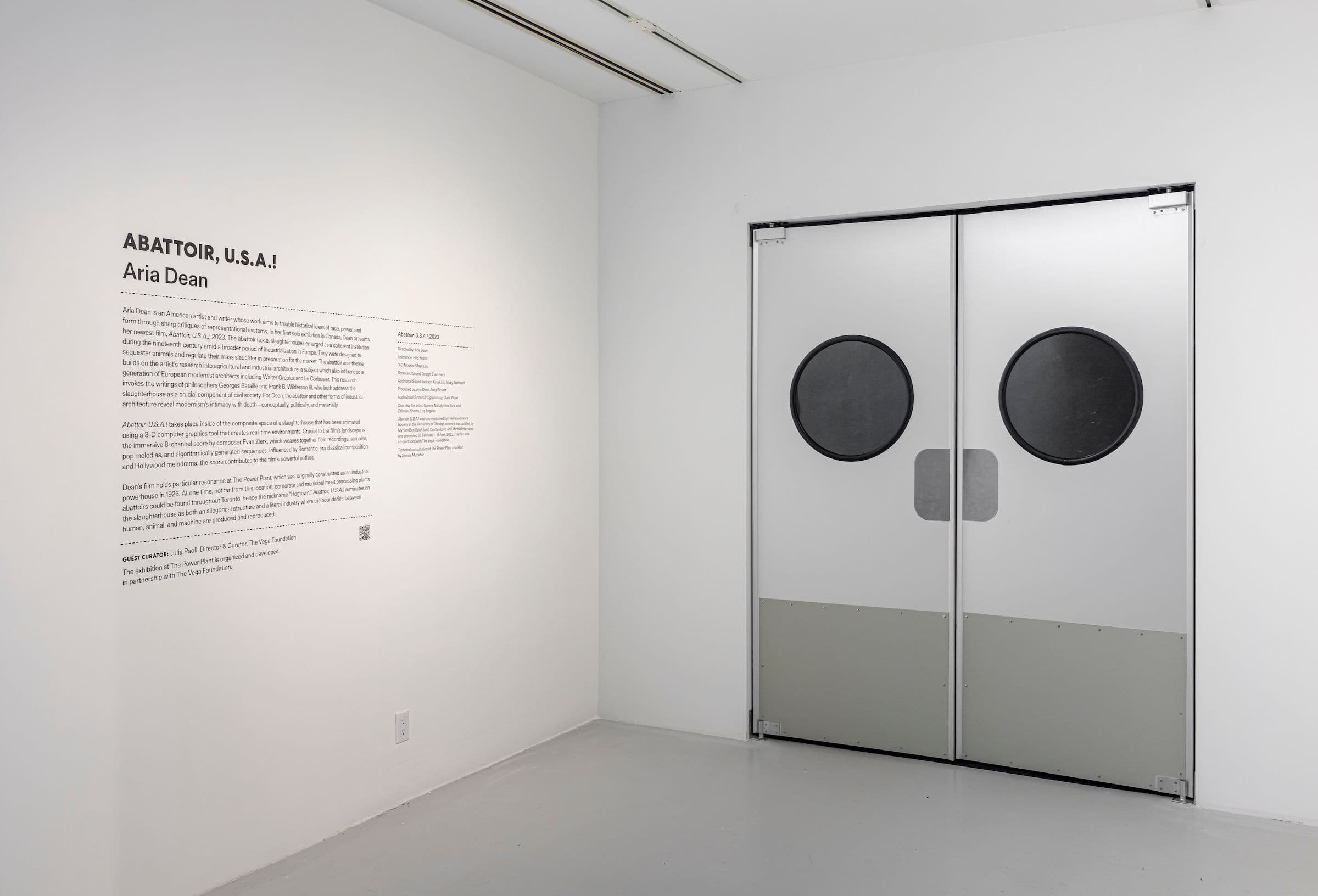 Aria Dean, Abattoir, U.S.A.!, 2023. Installation view: Abattoir, U.S.A.!, The Power Plant Contemporary Art Gallery, Toronto, 2023. Photo: Toni Hafkenscheid.