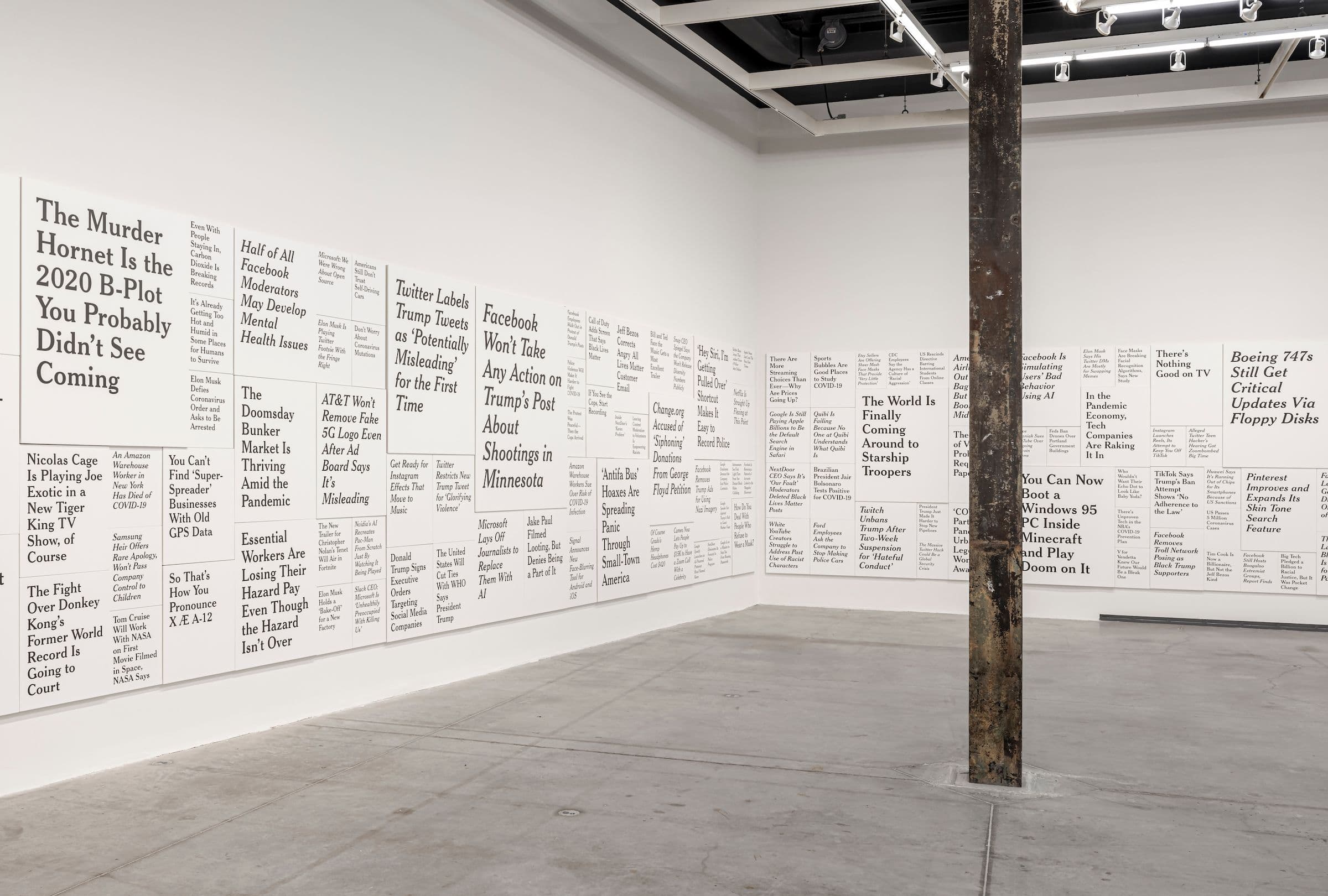 Ron Terada, TL;DR, 2020-2022. Acrylic on canvas. Courtesy the artist and Catriona Jeffries, Vancouver. Installation view: WE DID THIS TO OURSELVES, The Power Plant, Toronto, 2023. Photo: Toni Hafkenscheid.