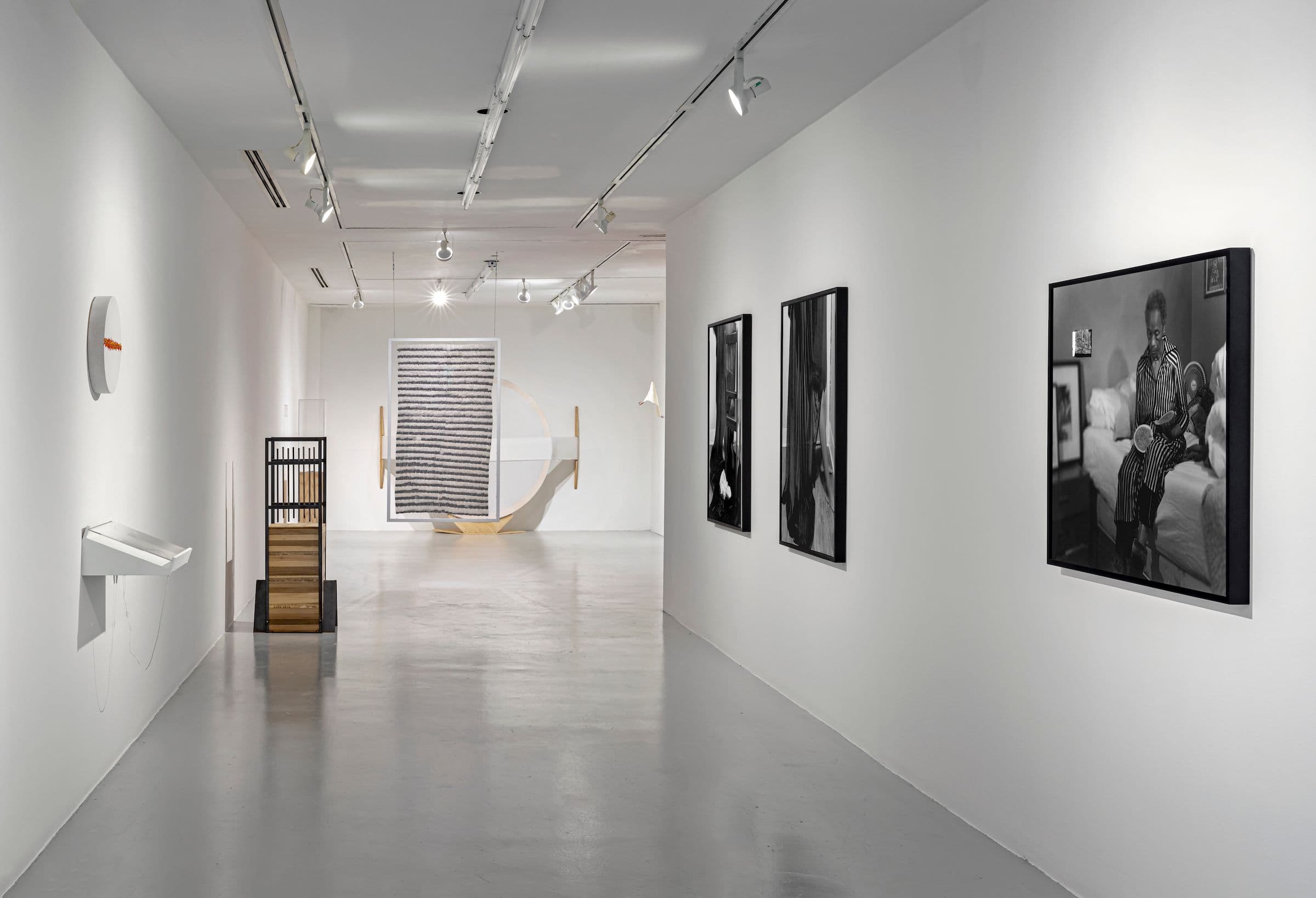 Works by Anique Jordan, Aylan Couchie, and Julia Rose Sutherland, in parallel, 2023. Installation view: The Power Plant, Toronto, 2023.  Photo: Toni Hafkenscheid.