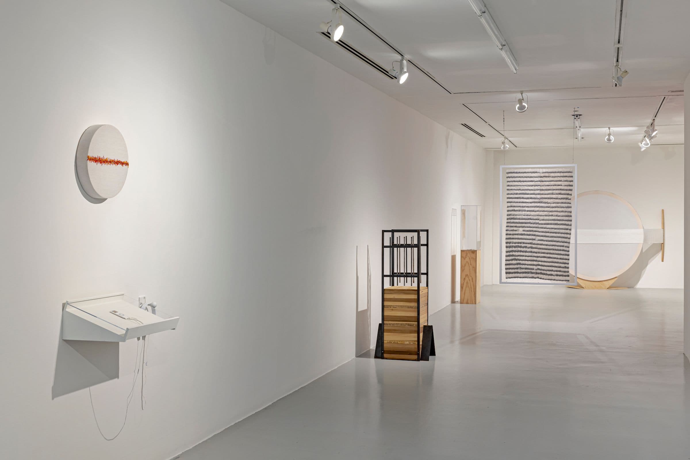 Works by Aylan Couchie and Julia Rose Sutherland, in parallel, 2023. Installation view: The Power Plant, Toronto, 2023. Photo: Toni Hafkenscheid.
