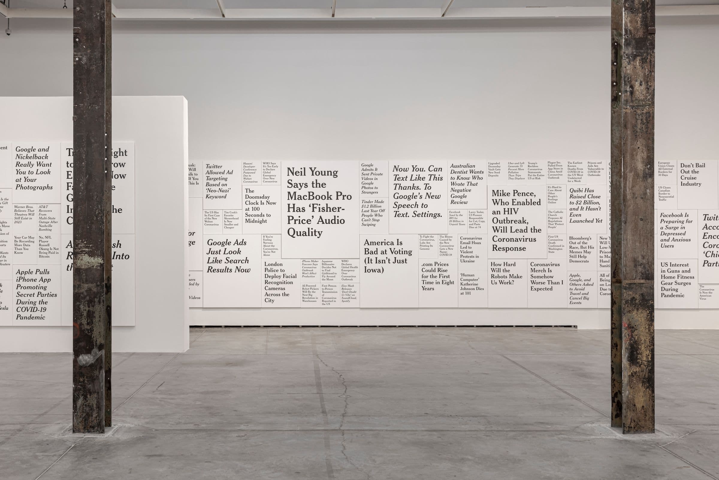 Ron Terada, TL;DR, 2020-2022. Acrylic on canvas. Courtesy the artist and Catriona Jeffries, Vancouver. Installation view: WE DID THIS TO OURSELVES, The Power Plant, Toronto, 2023. Photo: Toni Hafkenscheid.