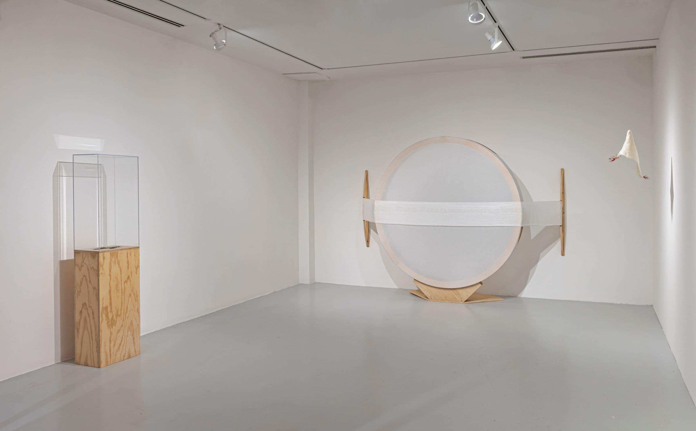 Works by Aylan Couchie and Julia Rose Sutherland, in parallel, 2023. Installation view: The Power Plant, Toronto, 2023. Photo: Toni Hafkenscheid.