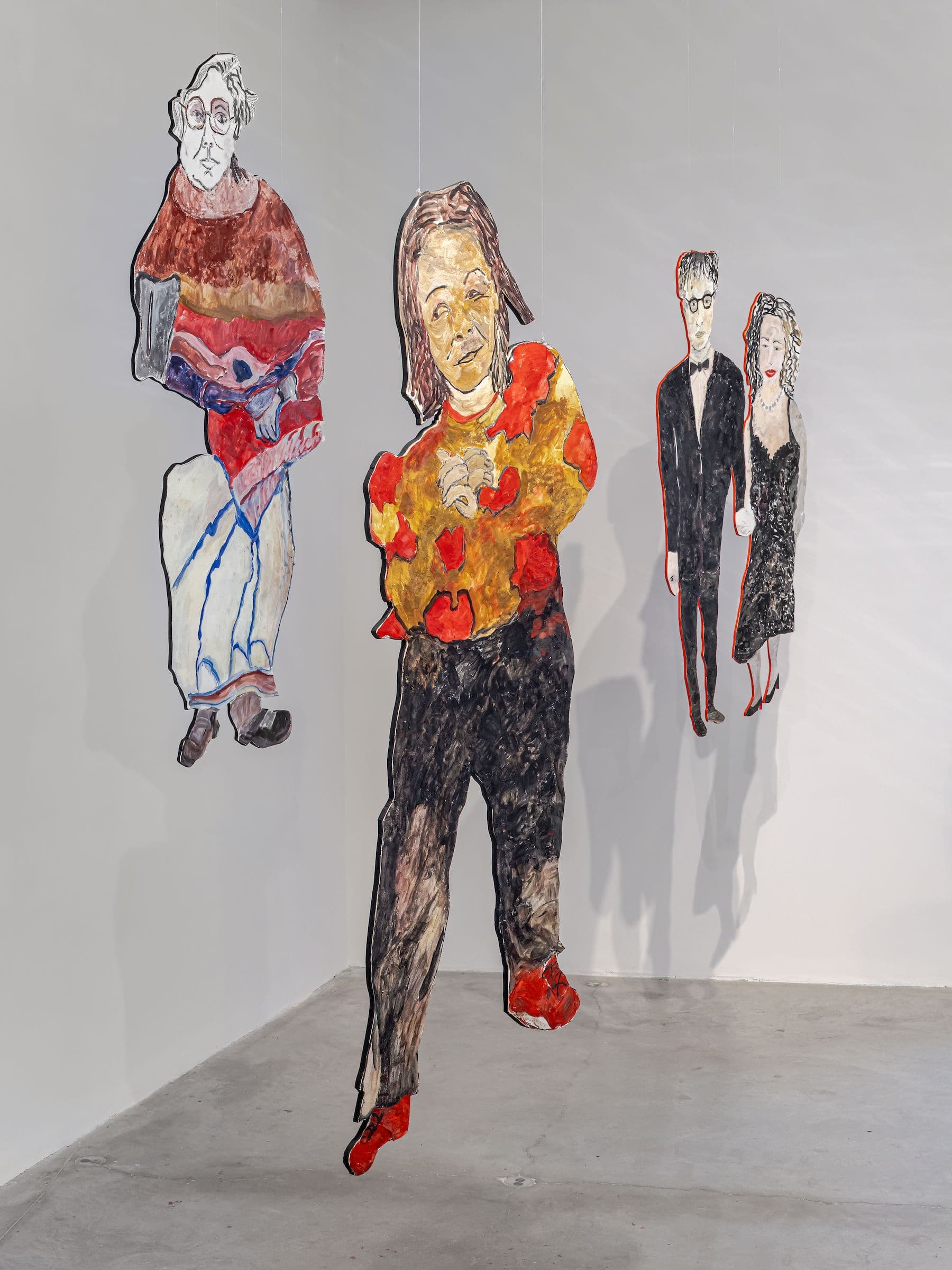 Anna Boghiguian, The Chess Game, 2022-23. Encaustic on Khadi paper, wood, acrylic panels, and mirror-coated Plexiglass. Ten chess pieces produced especially for the exhibition at The Power Plant, Toronto. Courtesy the artist. Photo: Toni Hafkenscheid.