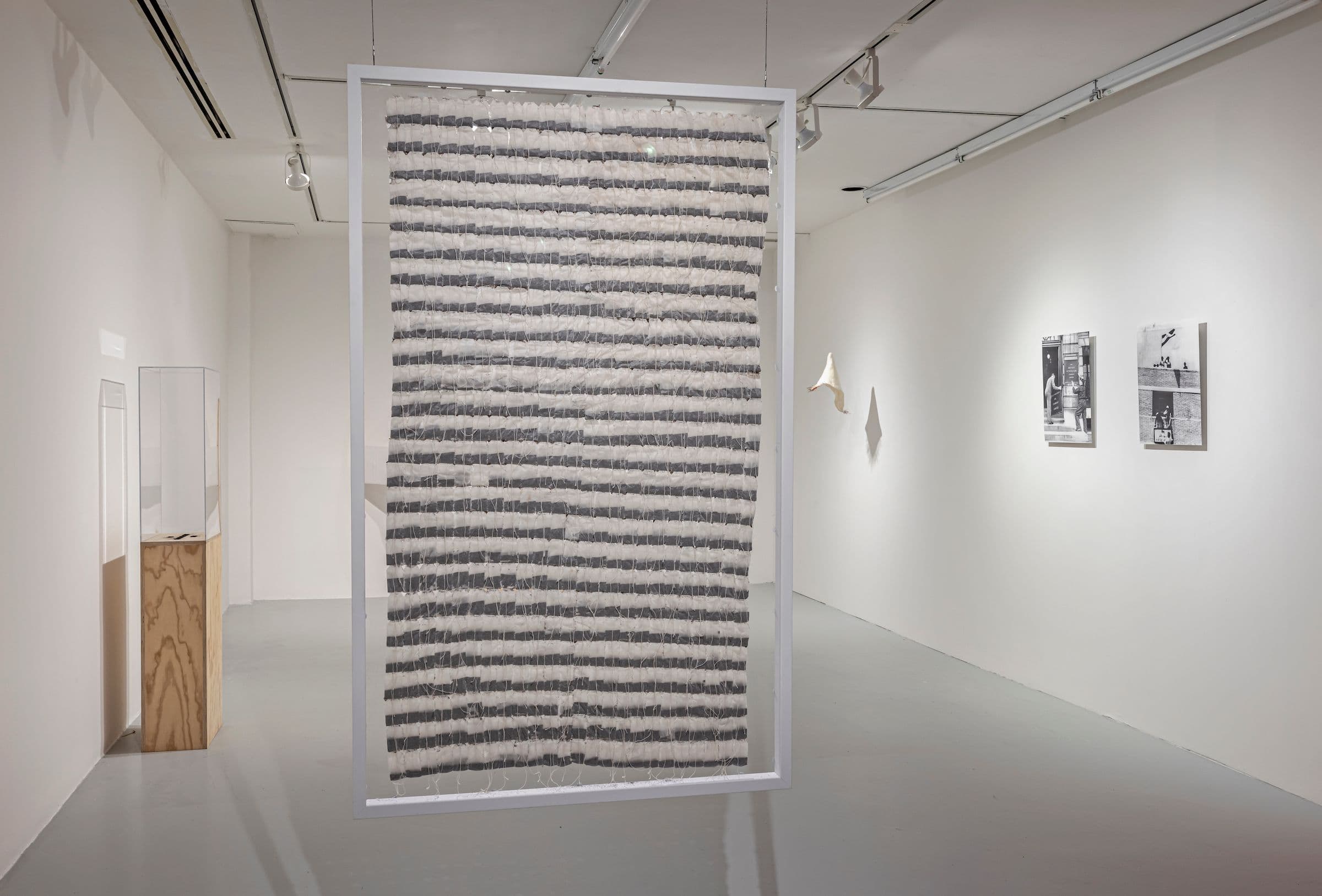 Works by Aylan Couchie, Julia Rose Sutherland, and Rouzbeh Akhbari, in parallel, 2023. Installation view: The Power Plant, Toronto, 2023. Photo: Toni Hafkenscheid.
