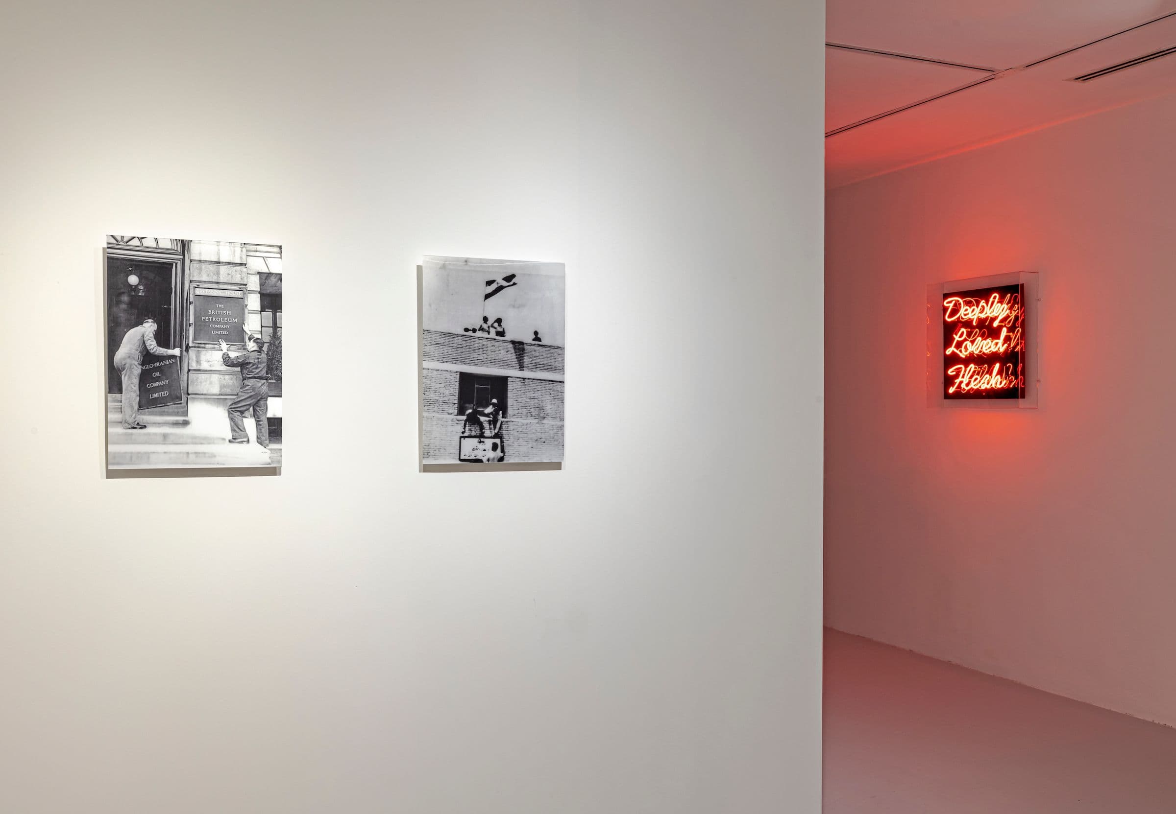 Works by Julia Rose Sutherland and Rouzbeh Akhbari, in parallel, 2023. Installation view: The Power Plant, Toronto, 2023. Photo: Toni Hafkenscheid.