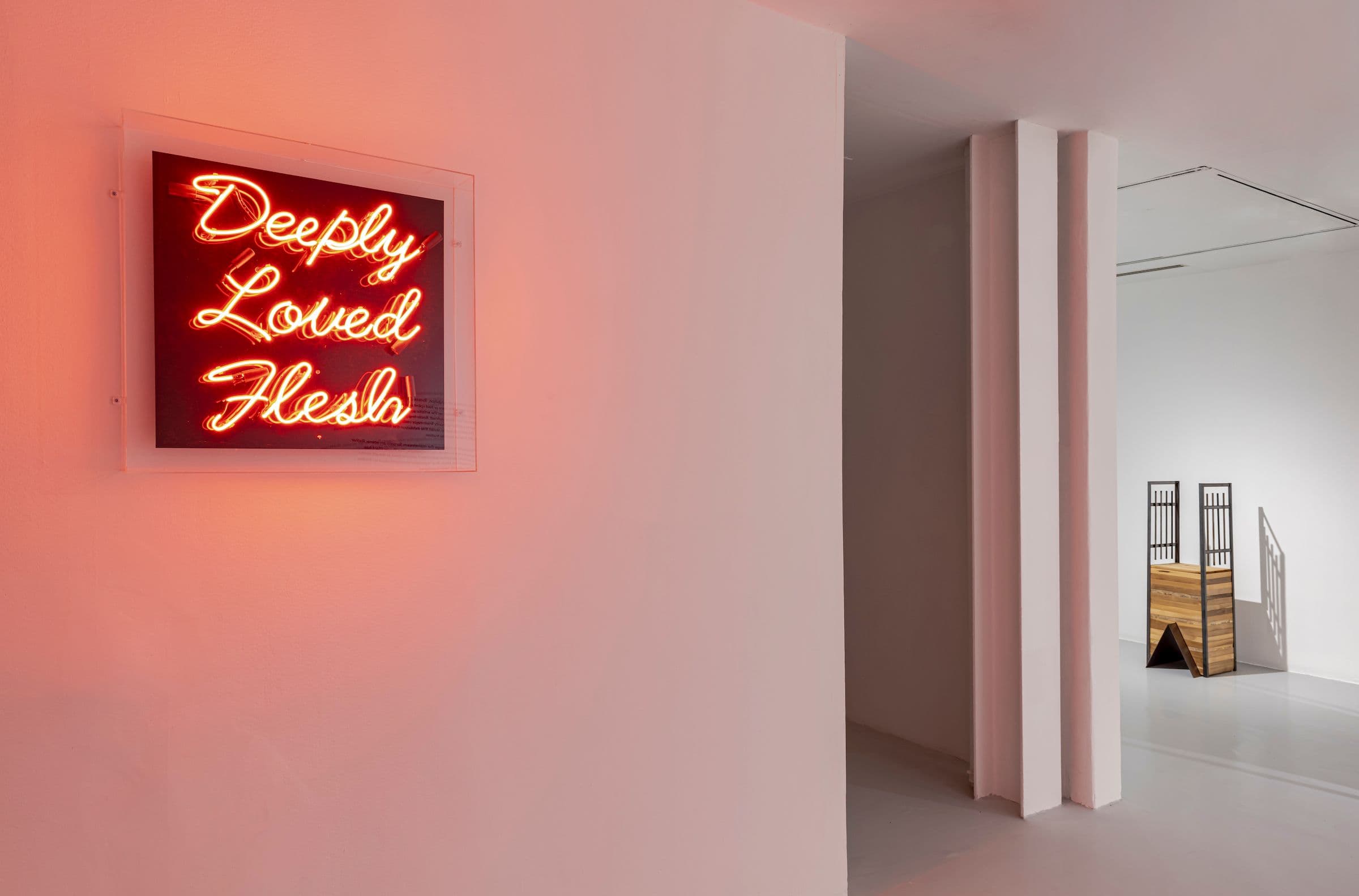 Works by Julia Rose Sutherland and Aylan Couchie, in parallel, 2023. Installation view: The Power Plant, Toronto, 2023. Photo: Toni Hafkenscheid.