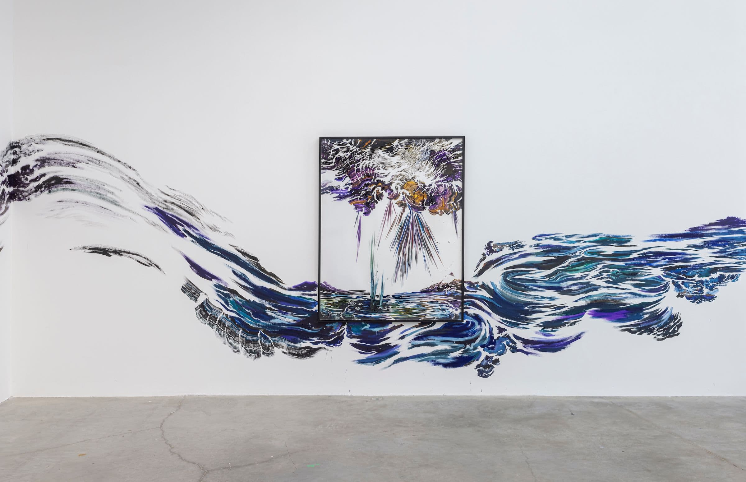Abdelkader Benchamma, Déluge, 2023. Ink on paper. Courtesy the artist and TEMPLON, Paris – Brussels – New York. Installation view: Solastalgia: Archaeologies of Loss, The Power Plant Contemporary Art Gallery, Toronto, 2023. Photo: Toni Hafkenscheid.
