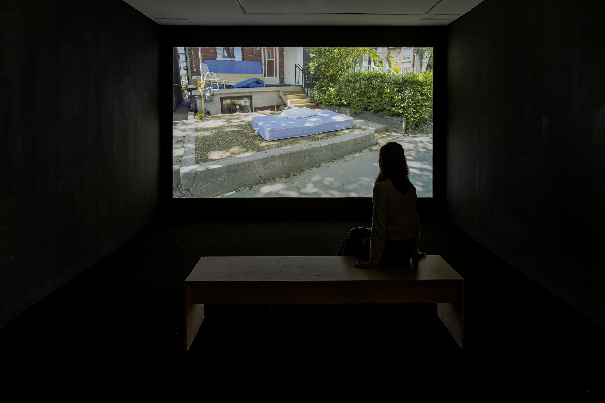 Erdem Taşdelen, A Moving Target, 2021-2022. Computer-generated montage sequence with 100 silent UHD videos, approx. 100min. Courtesy the artist. Installation view: in parallel, The Power Plant, 2023. Photo: Toni Hafkenscheid.