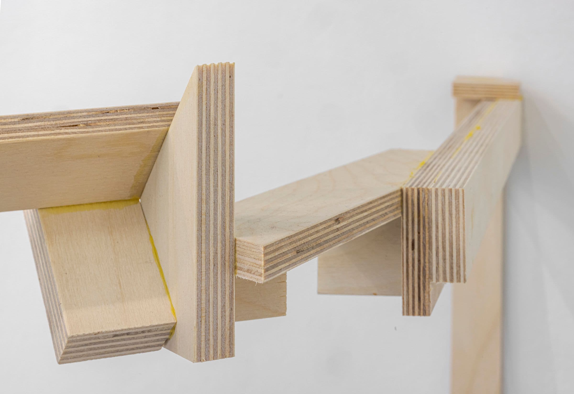 Jen Aitken, Outline 1 (detail), 2023. Plywood and glue. Commissioned by The Power Plant, 2023. Courtesy the artist, Nicholas Metivier Gallery, Toronto, and TrépanierBaer, Calgary. Photo: Toni Hafkenscheid.