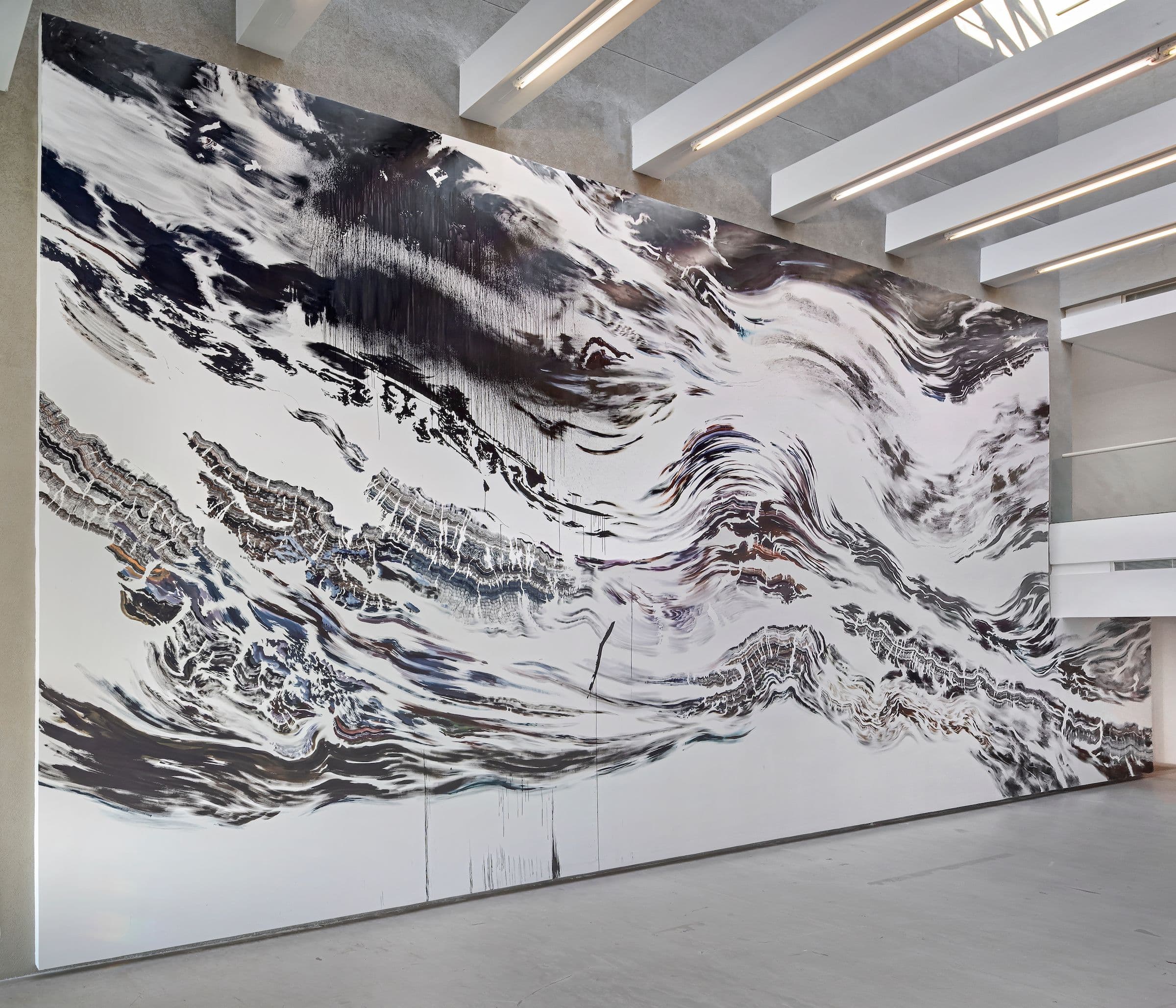 Abdelkader Benchamma, as above, so below, 2023. India ink, acrylic, and charcoal. Commissioned by The Power Plant Contemporary Art Gallery, 2023. Courtesy the artist and TEMPLON, Paris — Brussels — New York. Photo: Toni Hafkenscheid.