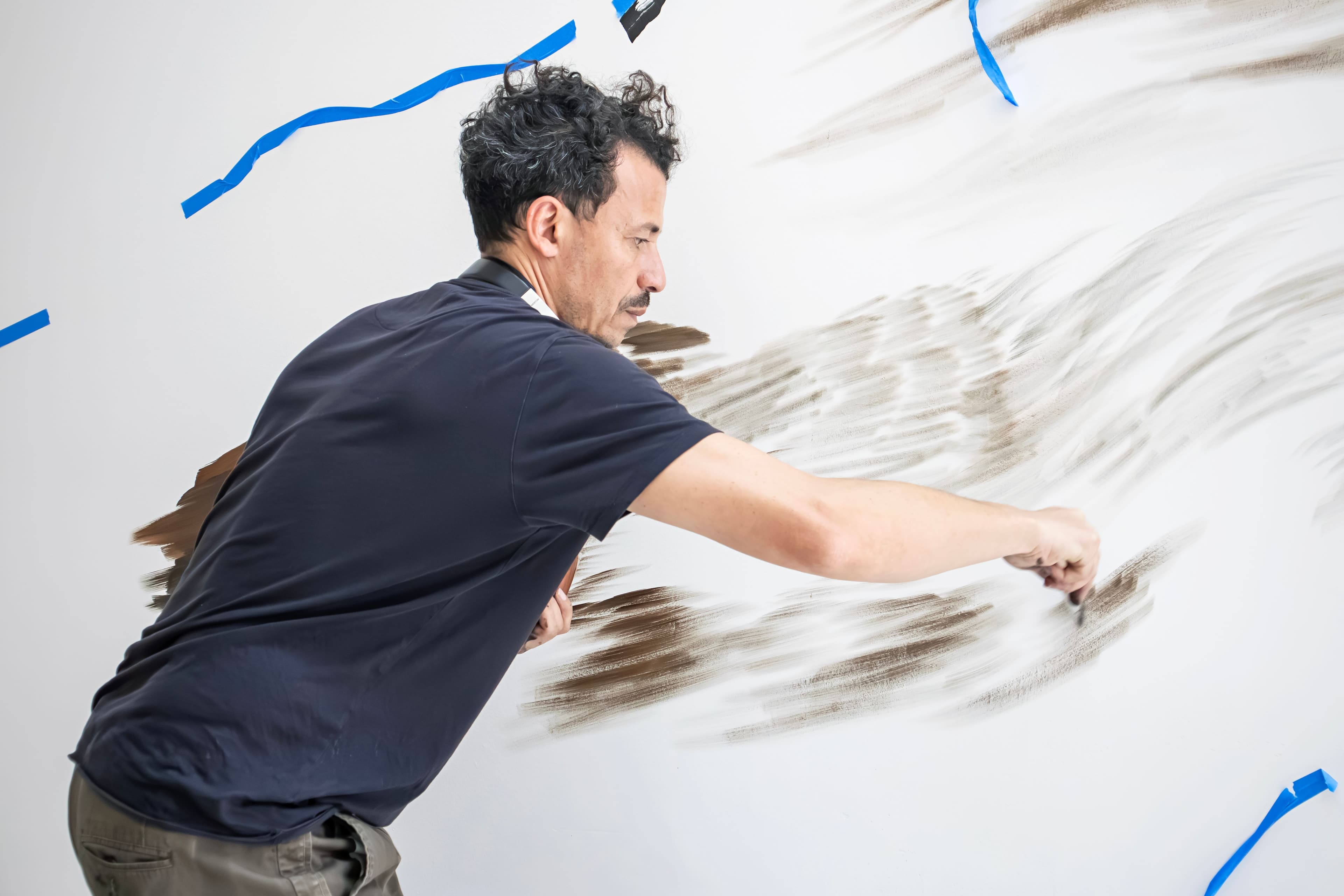 Abdelkader Benchamma working on a special commission at The Power Plant Contempoary Art Gallery, Toronto, 2023. Photo by Hyerim Han. 