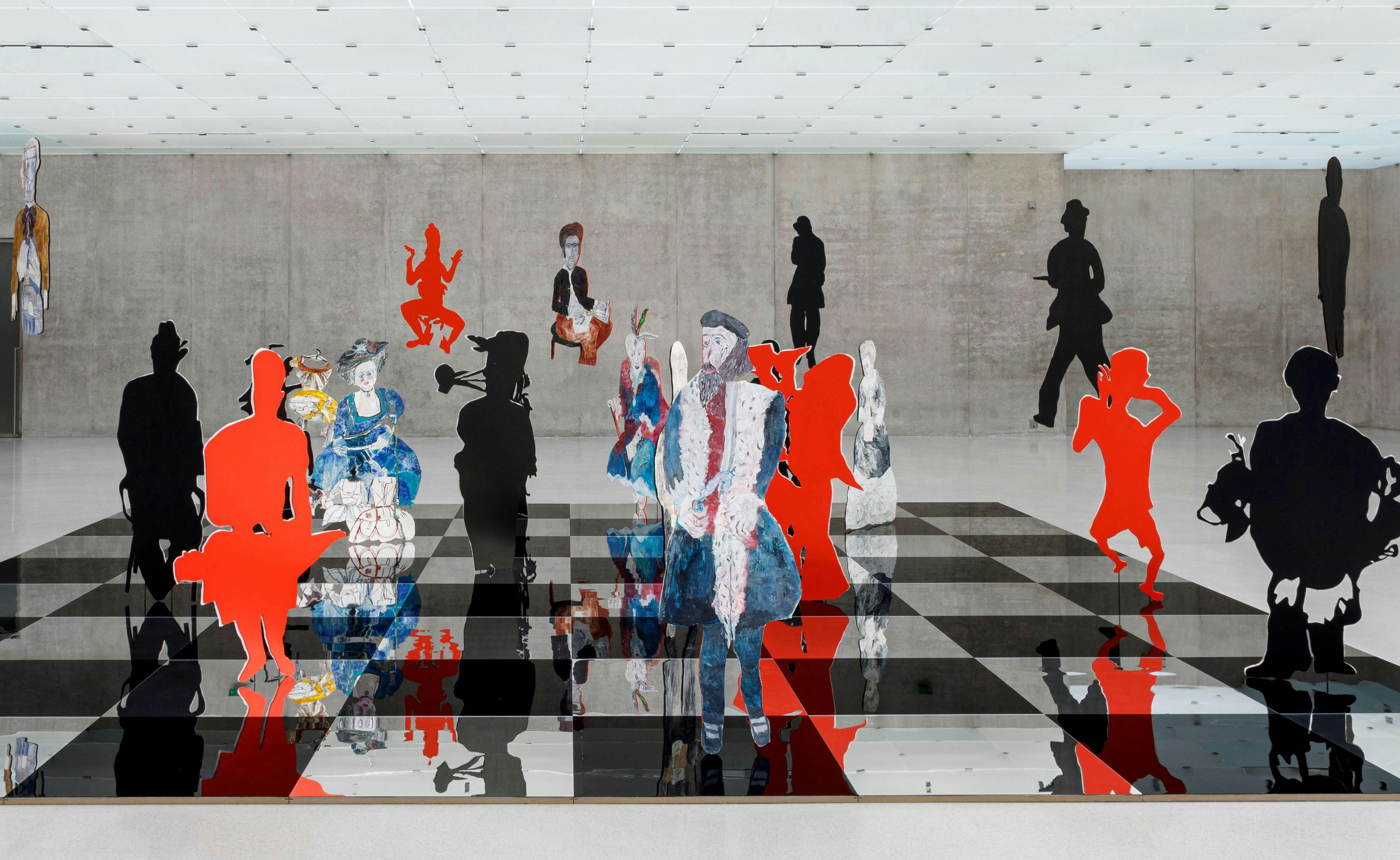Anna Boghiguian, Detail of The Chess Game, 2022. Installation view first floor, Kunsthaus Bregenz,