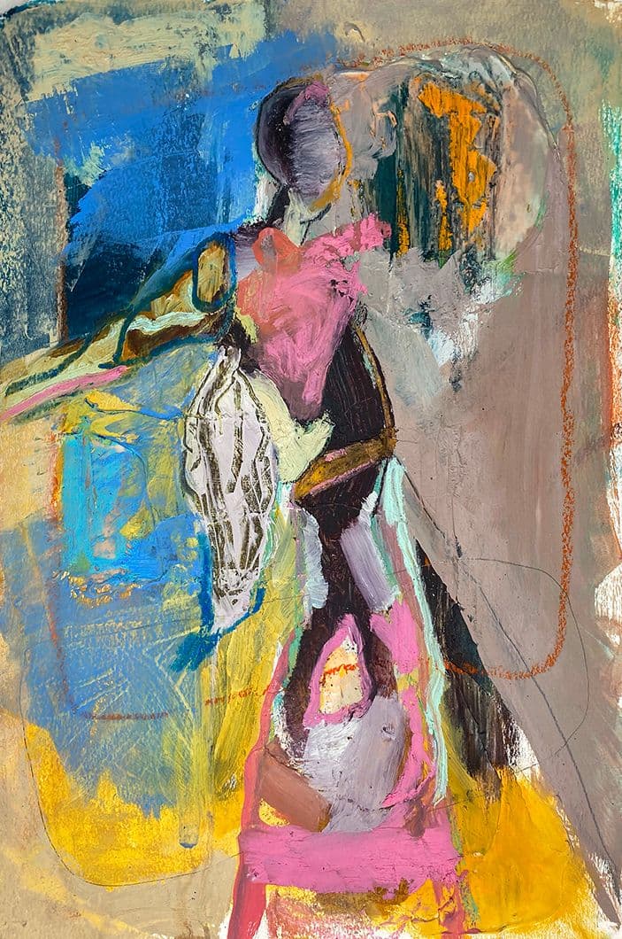 Biba Esaad, The Thought is Distracting, 2021. Oil on handmade textured fine art paper, 40.1 x 61 x 5.1 cm. Courtesy the artist. Photo: Biba Esaad.  