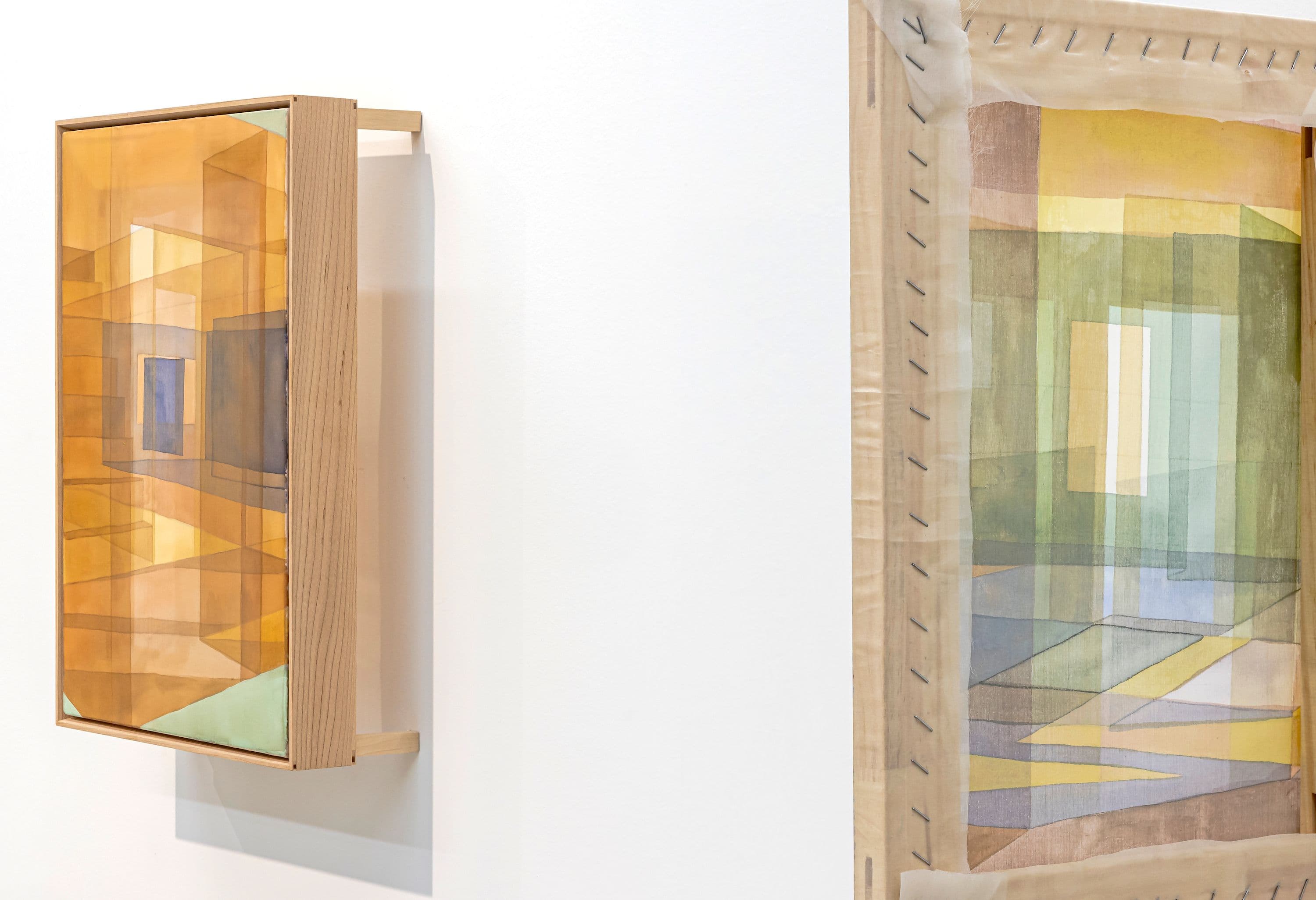 Ella Gonzales, Follow Me, first, 2023. Acrylic on piña silk, metal hinges. Courtesy the artist