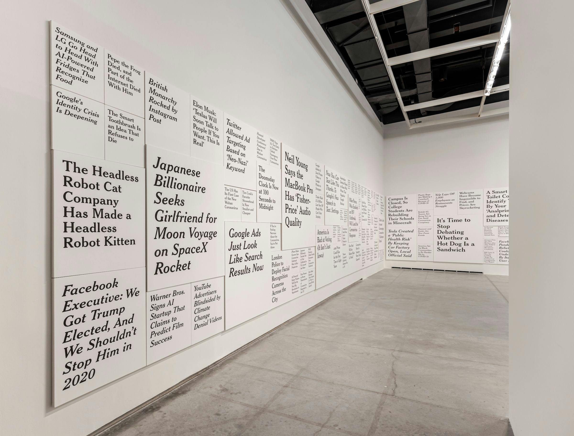 Ron Terada, TL;DR, 2020-2022. Acrylic on canvas. Courtesy the artist and Catriona Jeffries, Vancouver. Installation view: WE DID THIS TO OURSELVES, The Power Plant, Toronto, 2023. Photo: Toni Hafkenscheid.