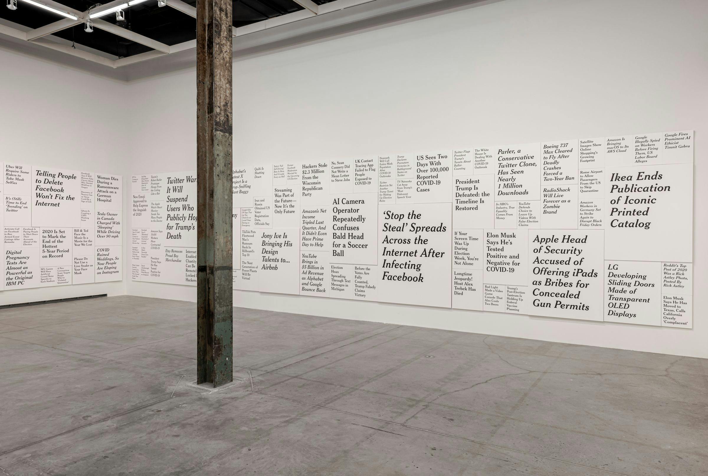 Ron Terada, TL;DR, 2020-2022. Acrylic on canvas. Courtesy the artist and Catriona Jeffries, Vancouver. Installation view: WE DID THIS TO OURSELVES, The Power Plant, Toronto, 2023. Photo: Toni Hafkenscheid.