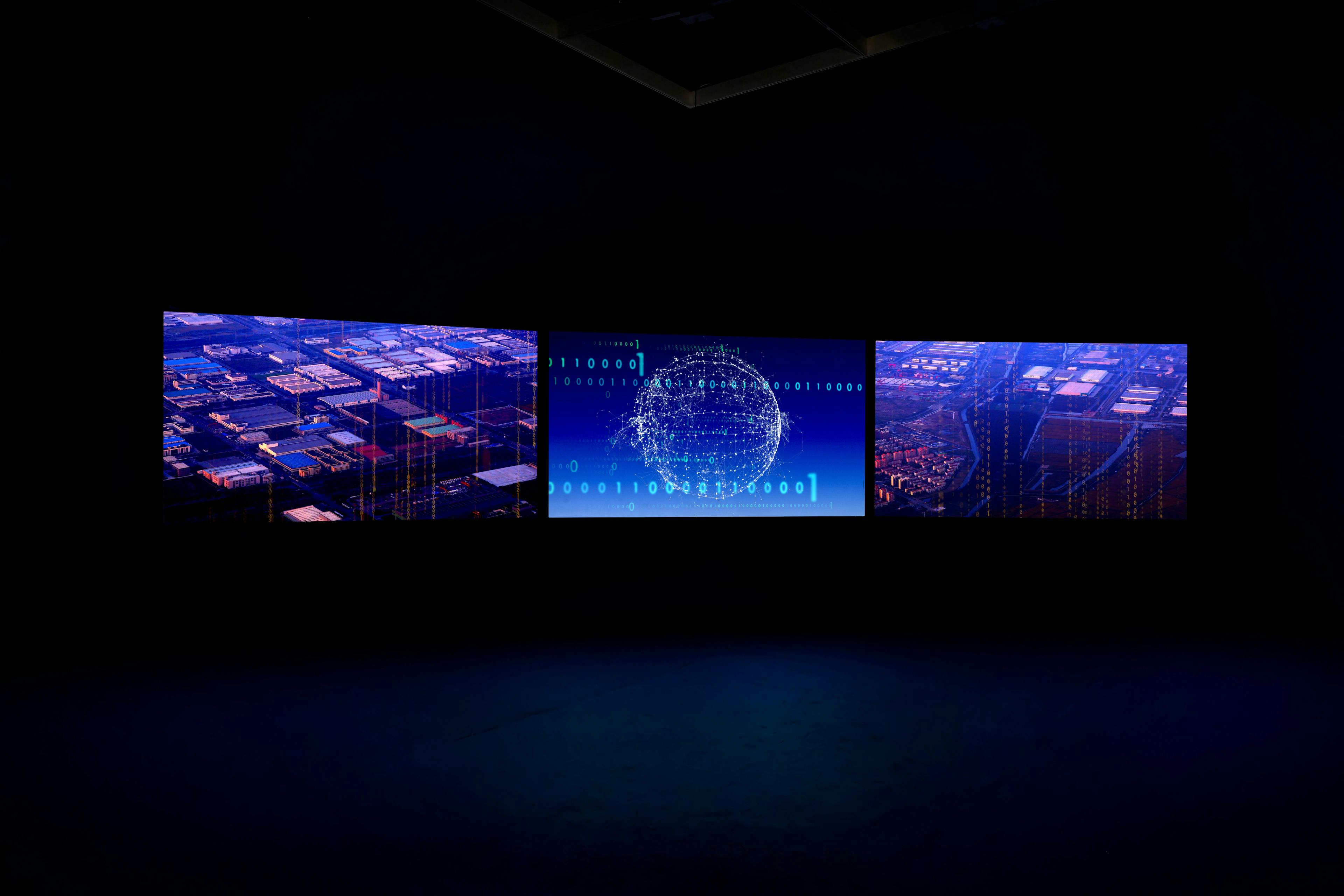 Shona Illingworth, Topologies of Air, 2021. Three-channel digital video and multichannel sound installation, 45 min. Courtesy the artist. Installation view: Topologies of Air, The Power Plant, 2022. Photo: Toni Hafkenscheid